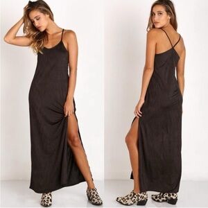 Free People Intimately She Moves Maxi Slip Dress Black Women's Small
